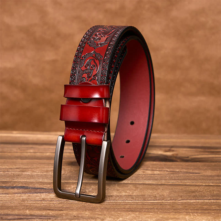 Ceinture en cuir de luxe à motif floral en relief pour homme - image 10