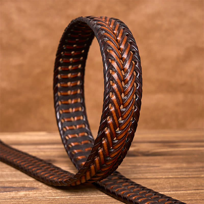 Ceinture en cuir tressée décontractée pour homme - image 25