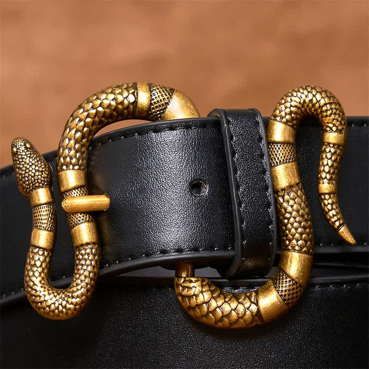 Ceinture en cuir style streetwear avec boucle serpent en bronze punk pour homme - image 3
