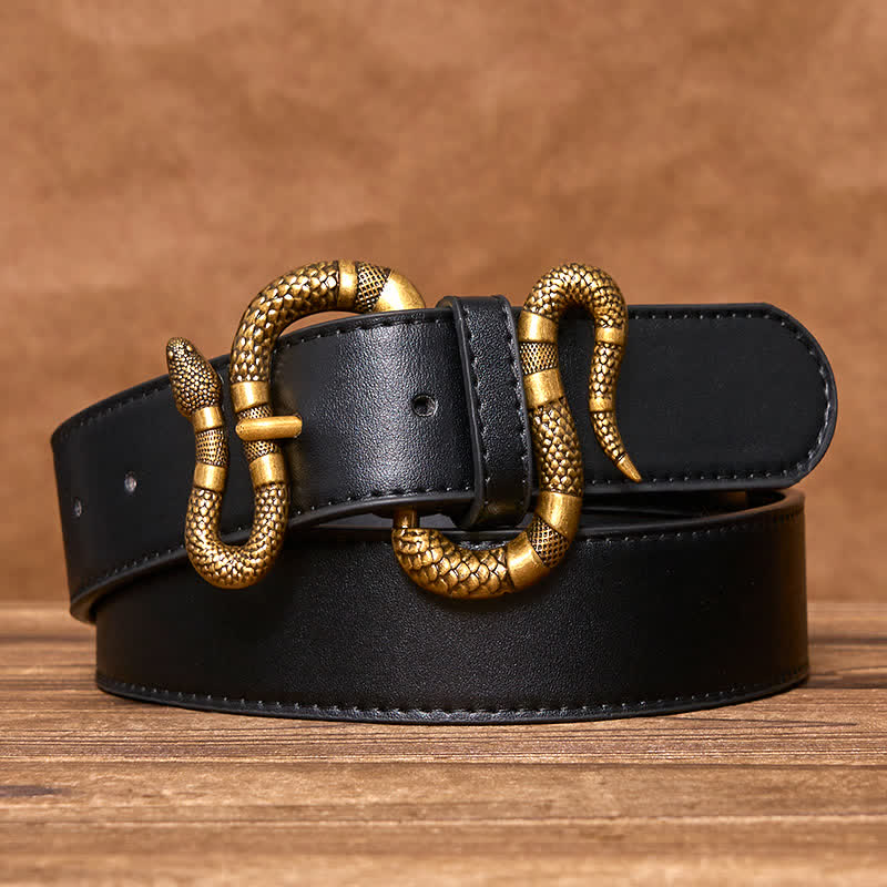 Ceinture en cuir style streetwear avec boucle serpent en bronze punk pour homme - image 2