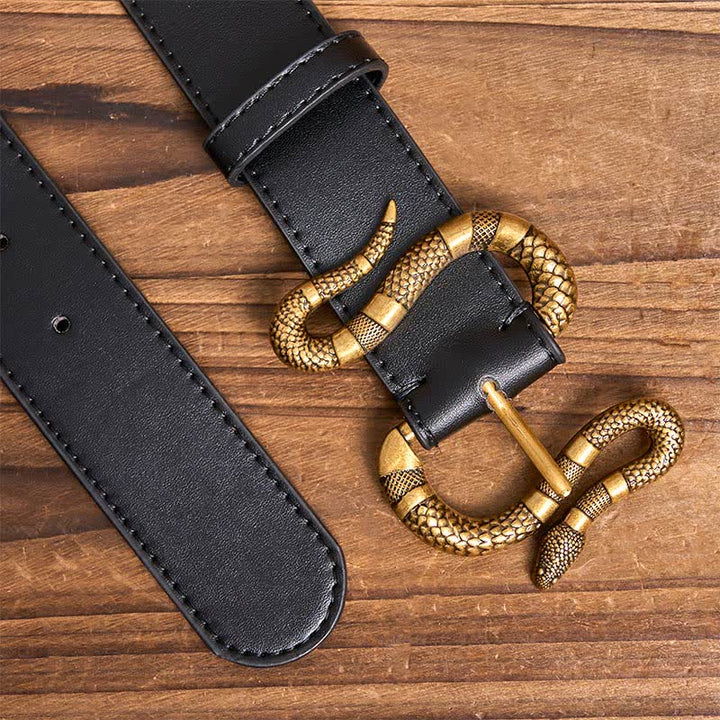 Ceinture en cuir style streetwear avec boucle serpent en bronze punk pour homme - image 4