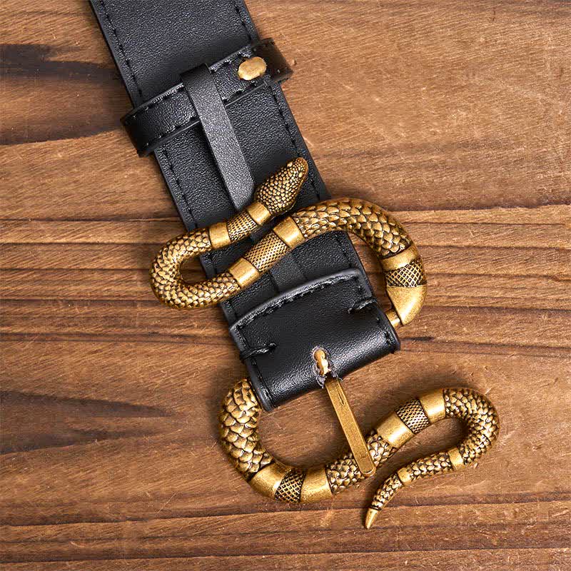 Ceinture en cuir style streetwear avec boucle serpent en bronze punk pour homme - image 5