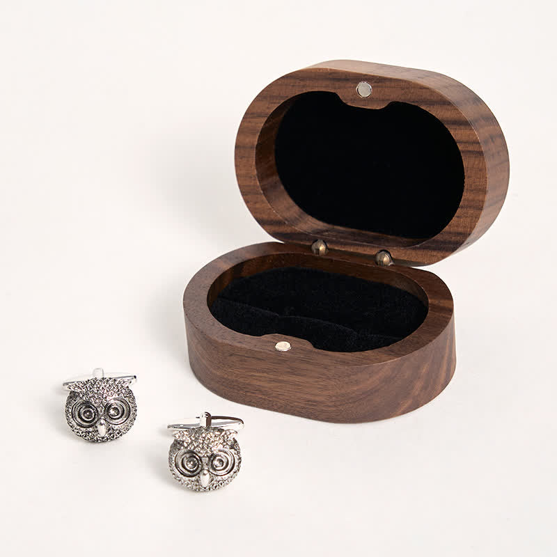 Paire de boutons de manchette argentés en forme de tête de hibou pour homme - image 8