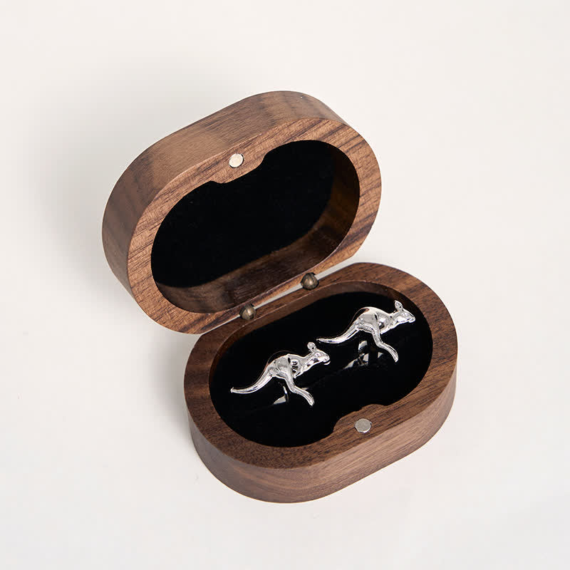Paire de boutons de manchette argentés pour homme, motif kangourou mignon - image 6