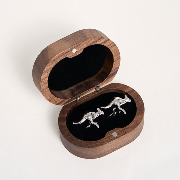 Paire de boutons de manchette argentés pour homme, motif kangourou mignon - image 6
