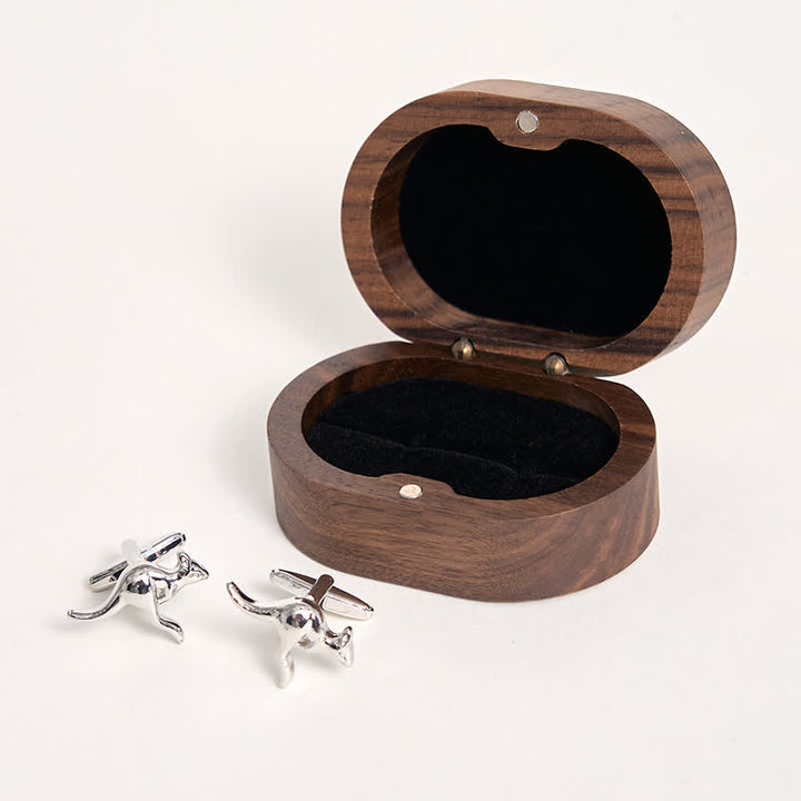 Paire de boutons de manchette argentés pour homme, motif kangourou mignon - image 4