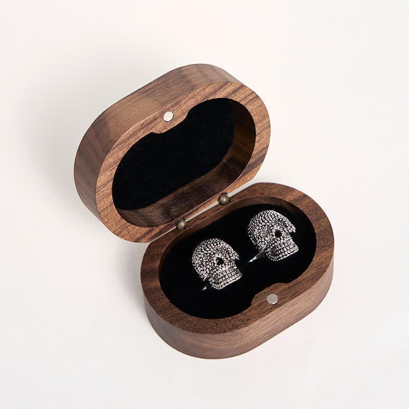 Paire de boutons de manchette tête de mort punk argentés pour homme - image 5