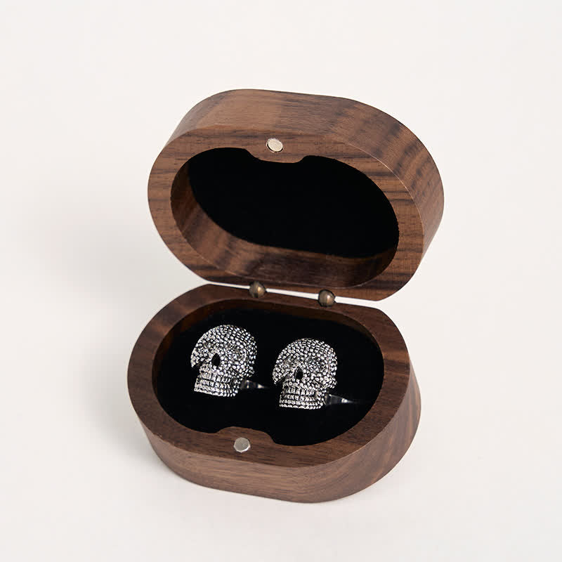 Paire de boutons de manchette tête de mort punk argentés pour homme - image 3
