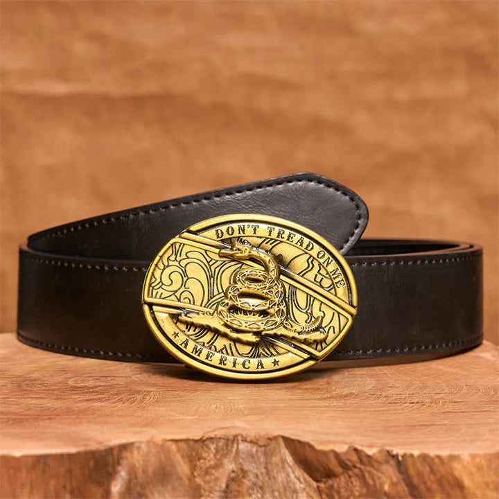 Ceinture en cuir pour homme avec couteau pliant caché en forme de serpent en bronze - Serpent - Ceinture en PU noir - 42 - image 5