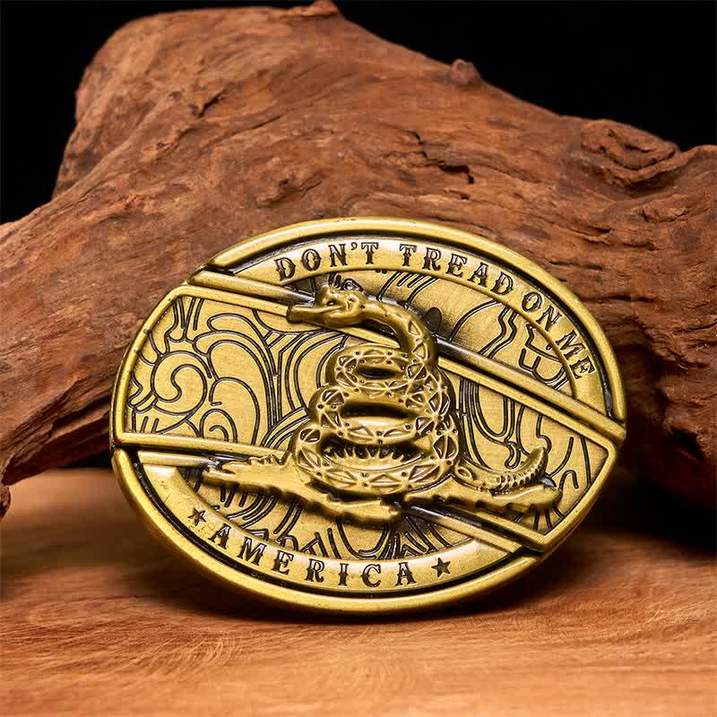 Ceinture en cuir pour homme avec couteau pliant caché en forme de serpent en bronze - Serpent - Sans ceinture - Ceinture non incluse - image 1