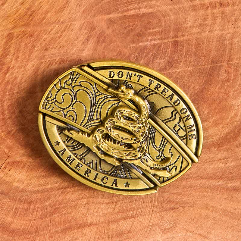 Ceinture en cuir pour homme avec couteau pliant caché en forme de serpent en bronze - image 3