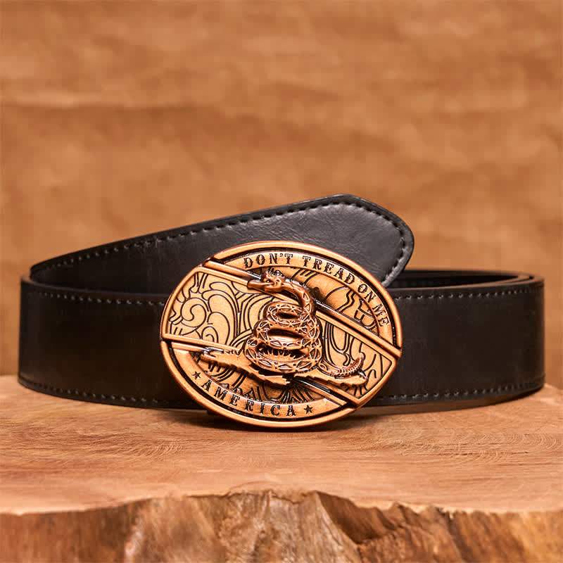 Ceinture en cuir pour homme avec couteau pliant caché en forme de serpent rouge bronze - Serpent - Ceinture en PU noir - 42 - image 5