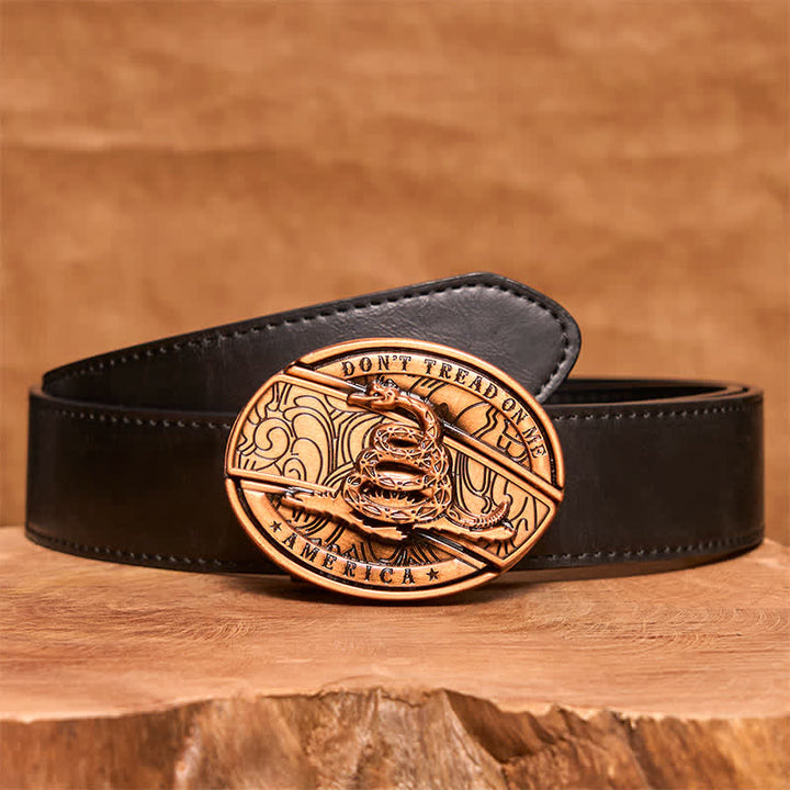 Ceinture en cuir pour homme avec couteau pliant caché en forme de serpent rouge bronze - Serpent - Ceinture en PU noir - 42 - image 5