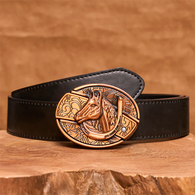 Ceinture en cuir pour homme avec couteau pliant caché en bronze rouge et tête de cheval - Serpent - Ceinture en PU noir - 42 - image 5