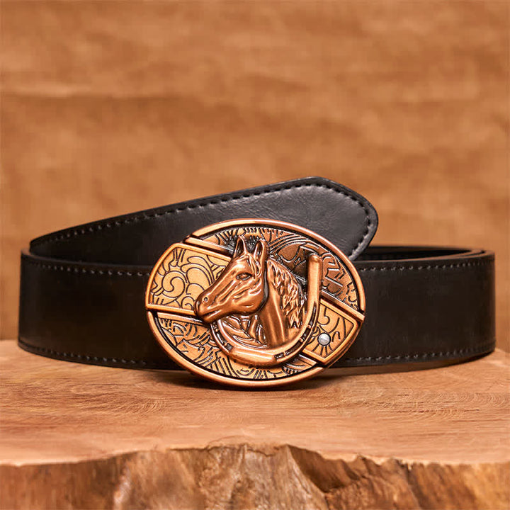 Ceinture en cuir pour homme avec couteau pliant caché en bronze rouge et tête de cheval - Serpent - Ceinture en PU noir - 42 - image 5