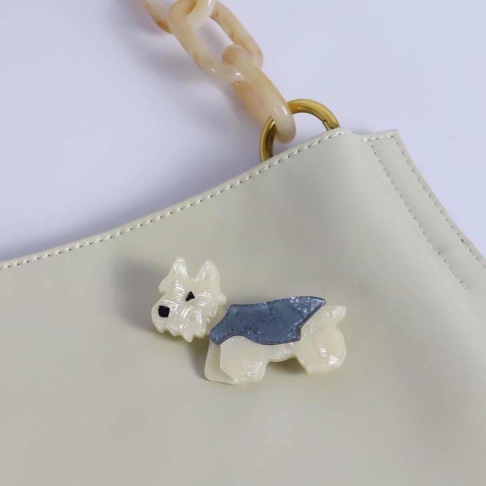 Broche en acrylique faite à la main en forme de chien Schnauzer mignon et tendance - image 3