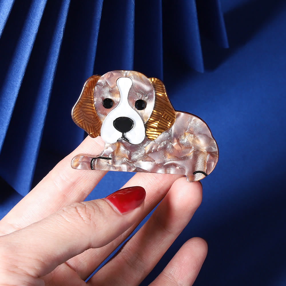 Broche en acrylique faite à la main en forme de petit chien mignon - image 3