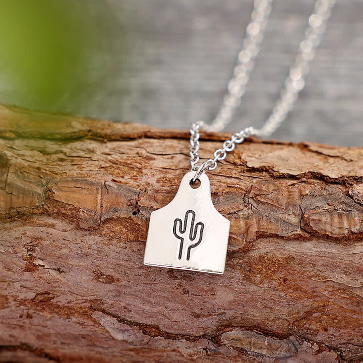 Collier personnalisé en acier inoxydable avec initiales en argent et mini-plaque d'identification pour bétail - Or - image 1
