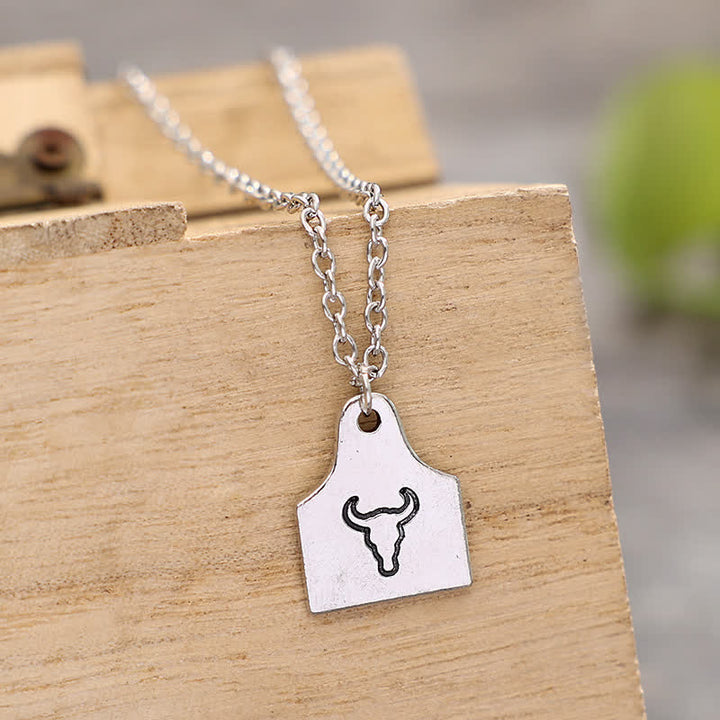 Collier personnalisé en acier inoxydable avec initiales en argent et mini-plaque d'identification pour bétail - image 6