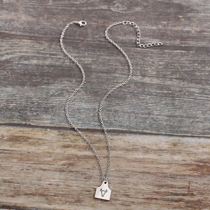 Collier personnalisé en acier inoxydable avec initiales en argent et mini-plaque d'identification pour bétail - image 8