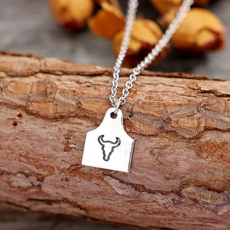 Collier personnalisé en acier inoxydable avec initiales en argent et mini-plaque d'identification pour bétail - image 5