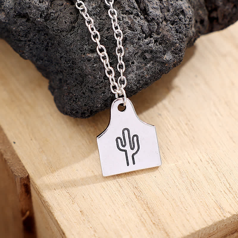Collier personnalisé en acier inoxydable avec initiales en argent et mini-plaque d'identification pour bétail - image 5