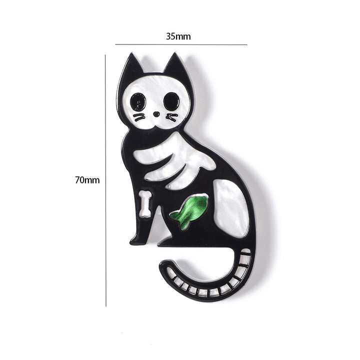 Broche en acrylique faite main en forme de petit chat pour Halloween - image 5