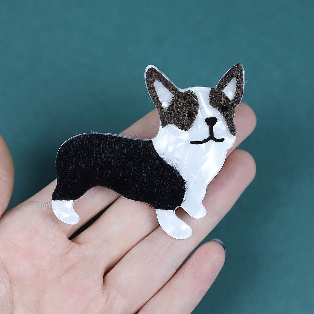 Broche exquise en acrylique faite à la main en forme de petit chien - image 2