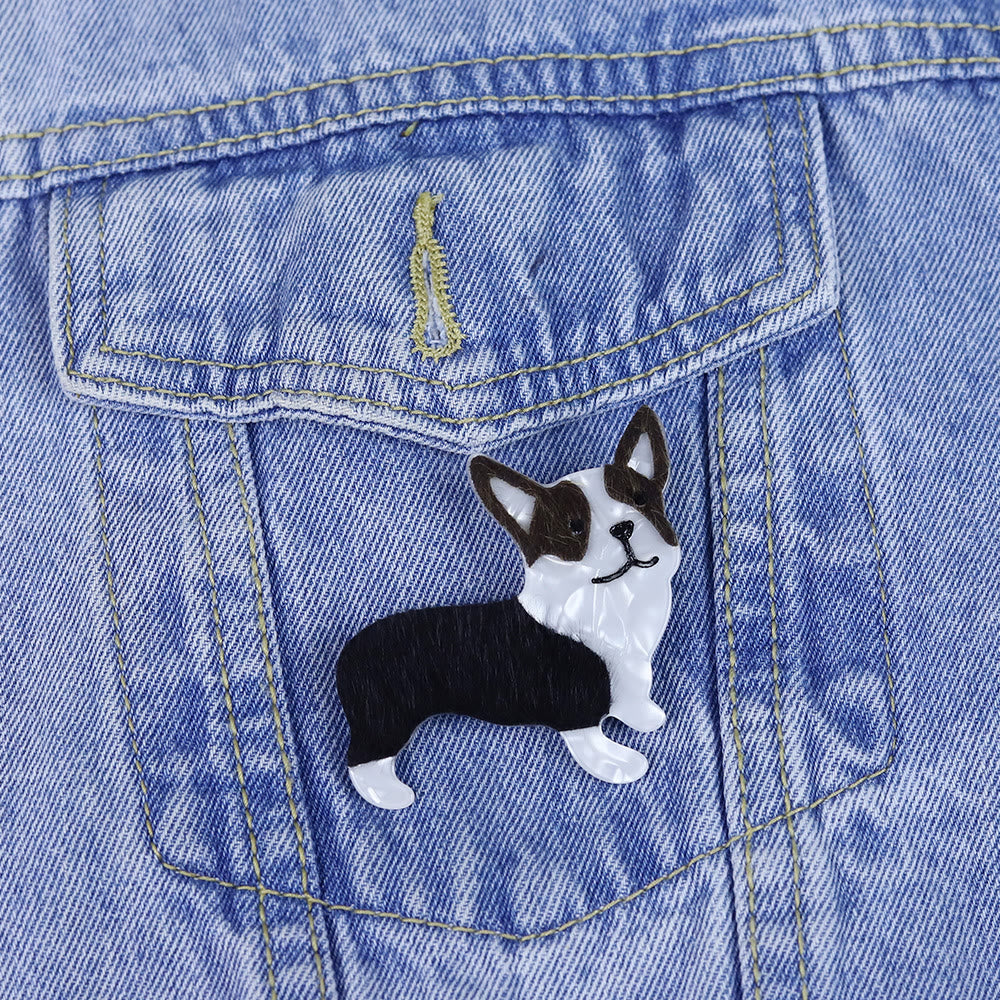 Broche exquise en acrylique faite à la main en forme de petit chien - image 3