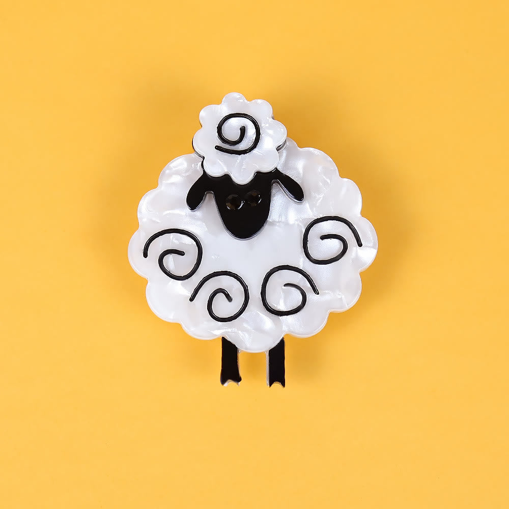 Broche en acrylique faite à la main en forme de mouton, accessoires pour animaux de mode - Blanc - image 1