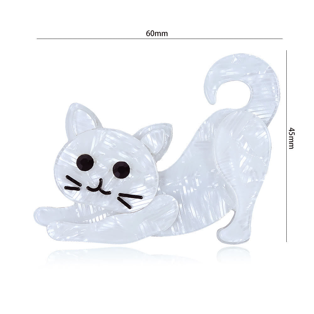 Charmant accessoire broche chat blanc en acrylique faite à la main - image 4