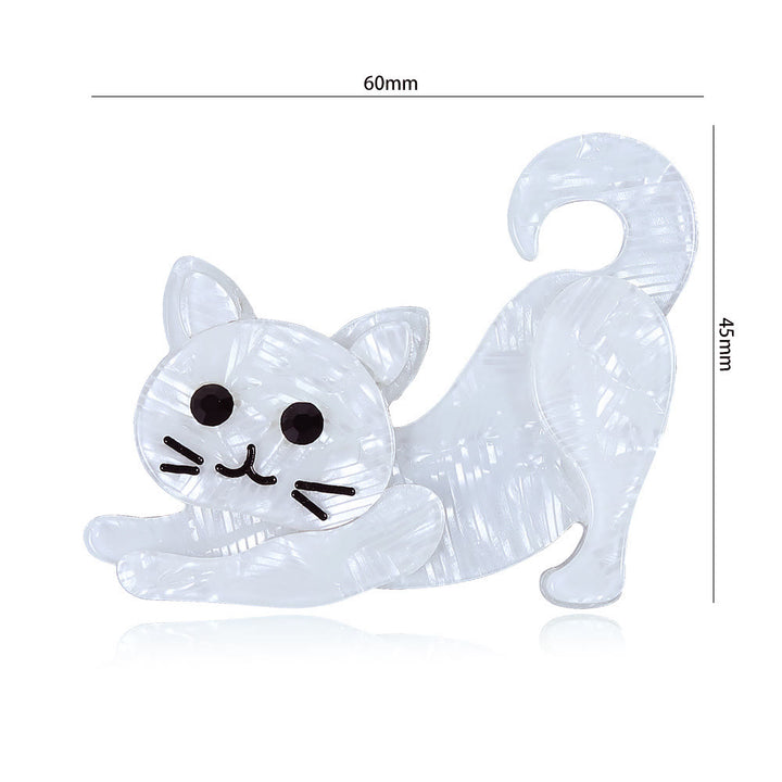 Charmant accessoire broche chat blanc en acrylique faite à la main - image 4