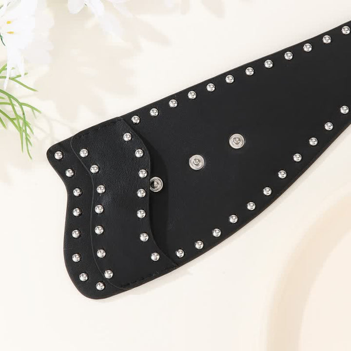 Ceinture corset en cuir à boucle boutonnée et rivetée pour femme - image 6