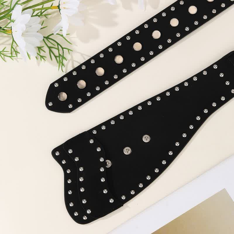 Ceinture corset en cuir à boucle boutonnée et rivetée pour femme - image 4