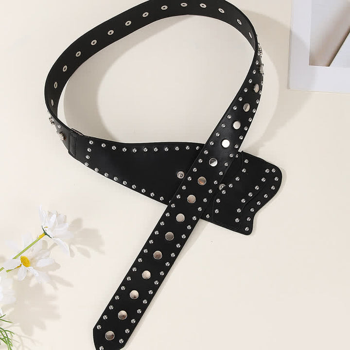 Ceinture corset en cuir à boucle boutonnée et rivetée pour femme - image 5