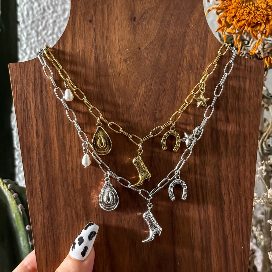 Collier en métal pour femme sur le thème du cowboy occidental - image 1
