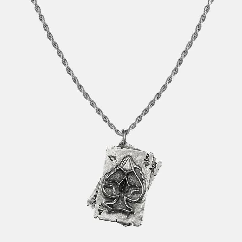 Collier unisexe en métal style hip-hop avec motif poker - image 1