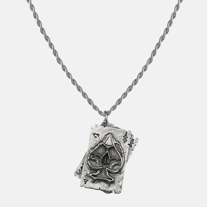 Collier unisexe en métal style hip-hop avec motif poker - image 1