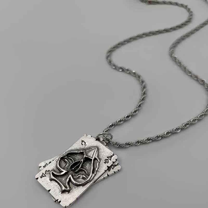 Collier unisexe en métal style hip-hop avec motif poker - Poker A - 27,56 pouces / 70 cm - image 4