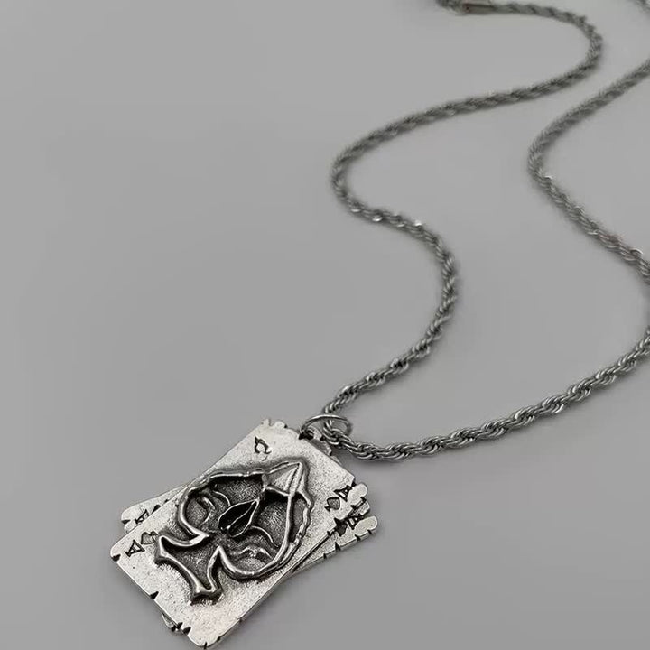 Collier unisexe en métal style hip-hop avec motif poker - Poker A - 27,56 pouces / 70 cm - image 4