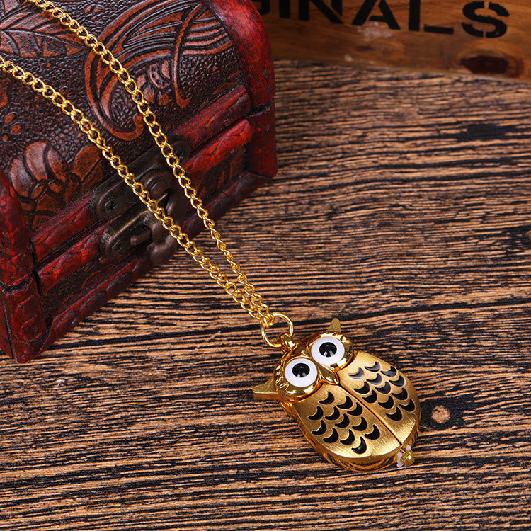 Montre de poche à quartz rétro unisexe avec motif hibou mignon et longue chaîne - Doré - image 4