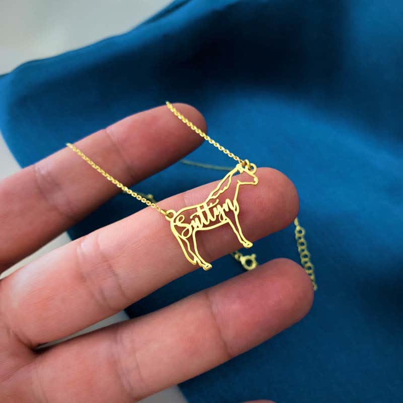 Collier avec pendentif personnalisé pour amoureux des chevaux - Or - image 1