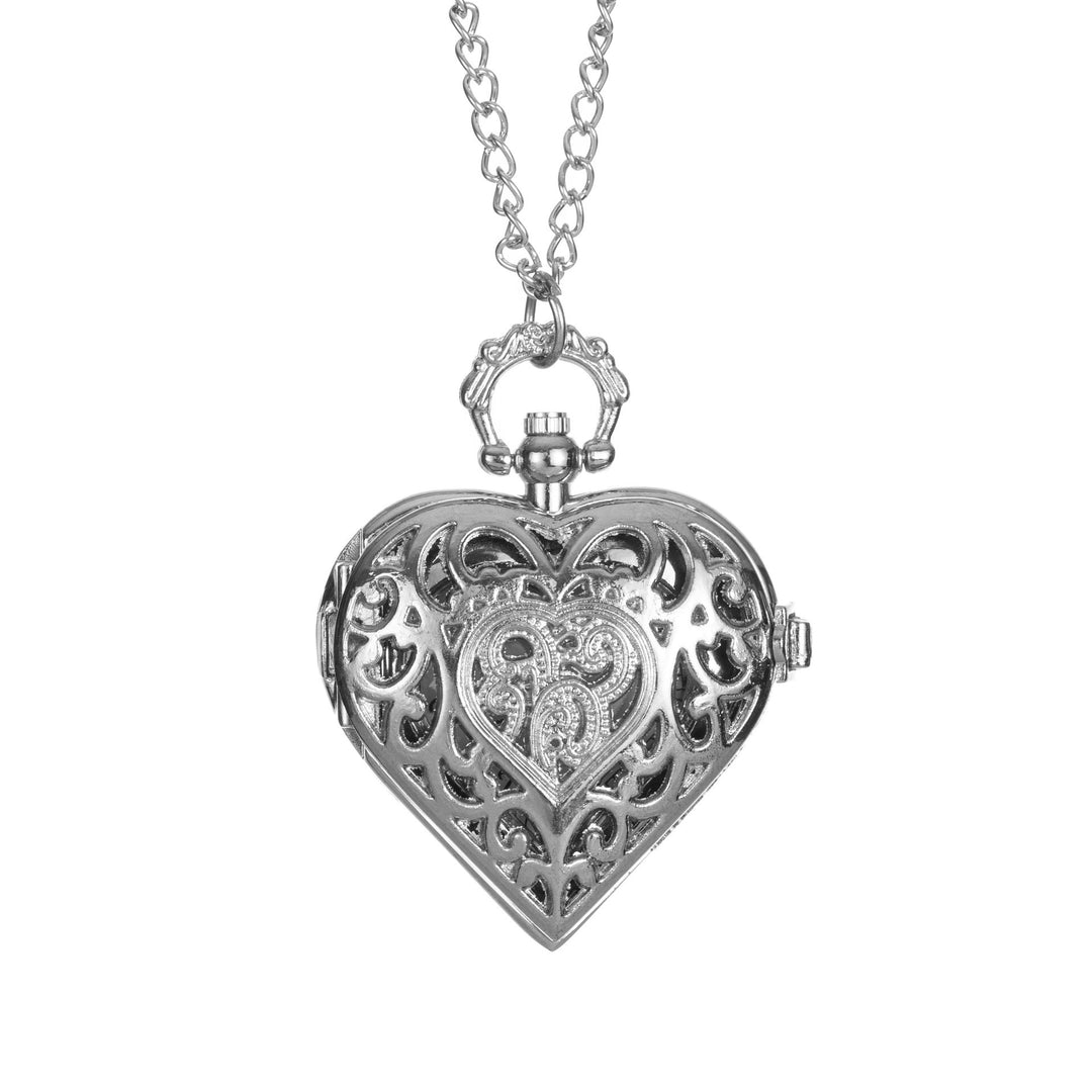 Montre de poche creuse en forme de cœur en argent rétro pour couple - image 5