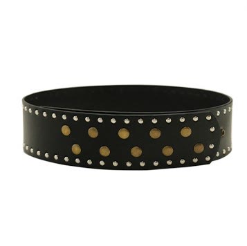 Ceinture fine à rivets noire et blanche pour femme - image 4