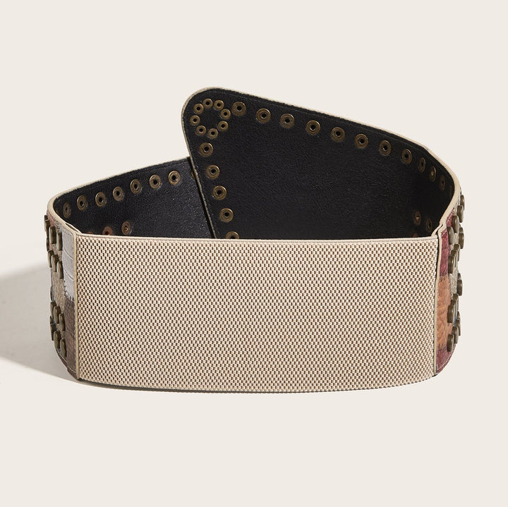 Ceinture en cuir rétro pour femme, motif boule, clous en cuivre antique - image 3