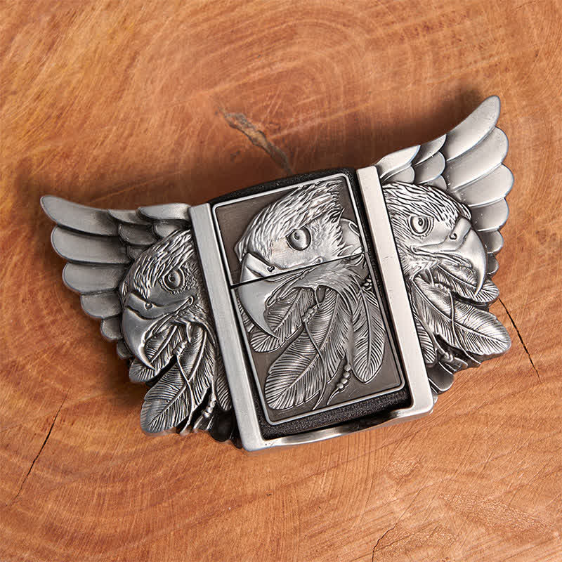 Ceinture en cuir argentée Mighty Eagle pour homme avec briquet dissimulé - image 3