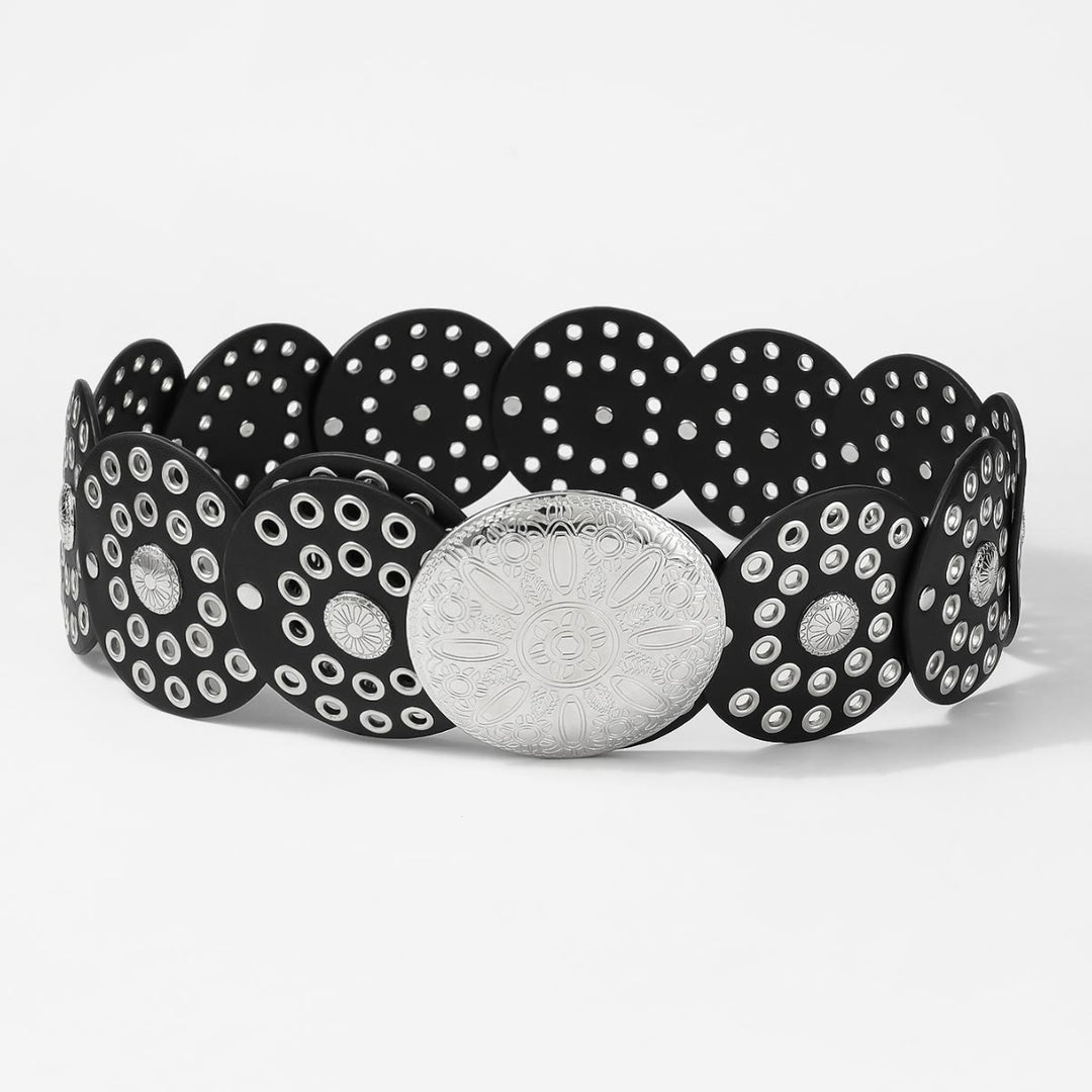 Ceinture en cuir pour femme au design rétro rond et creux - image 3