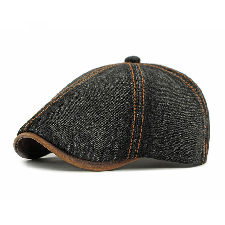 Béret unisexe en denim délavé style rétro britannique - Noir - Adjustable (21 5/8"-23 1/4") - image 4