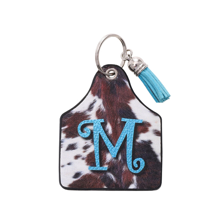 Porte-clés en cuir imprimé vintage avec motif de vache et lettres de ferme western - M - image 12