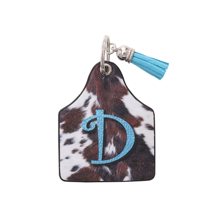 Porte-clés en cuir imprimé vintage avec motif de vache et lettres de ferme western - D - image 5